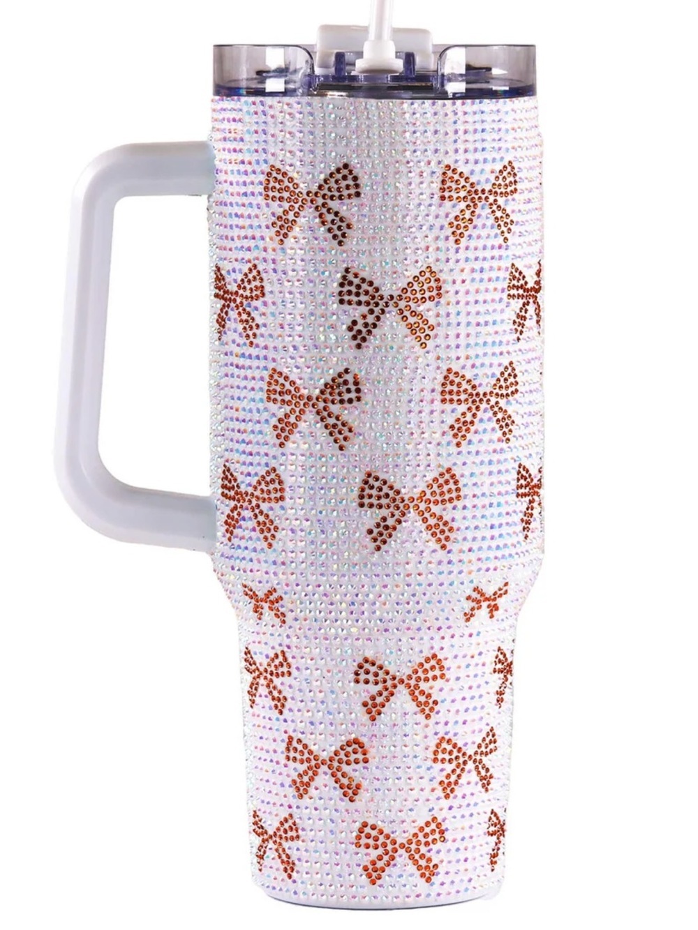 Simply Southern 40 oz Rhinestone Iridescent Bow Accent Tumbler with Handle